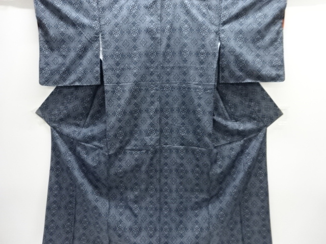 JAPANESE KIMONO / UNUSED NISHIJIN DENSO TSUMUGI / WOVEN FLOWER CREST